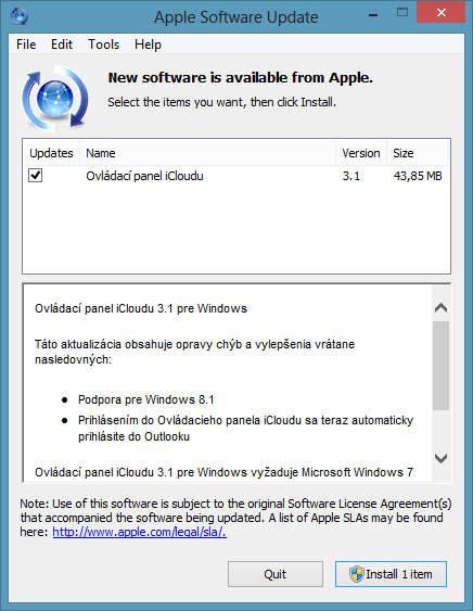 Apple vydal iCloud Control Panel 3.1 pro uživatele Windows
