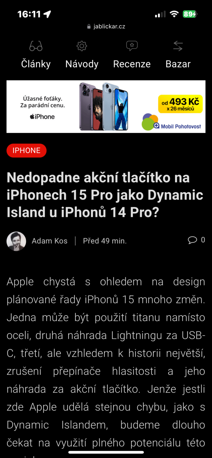 Jak V Safari Na Iphonu Zav T V Echny Karty Najednou Letem Sv Tem Applem