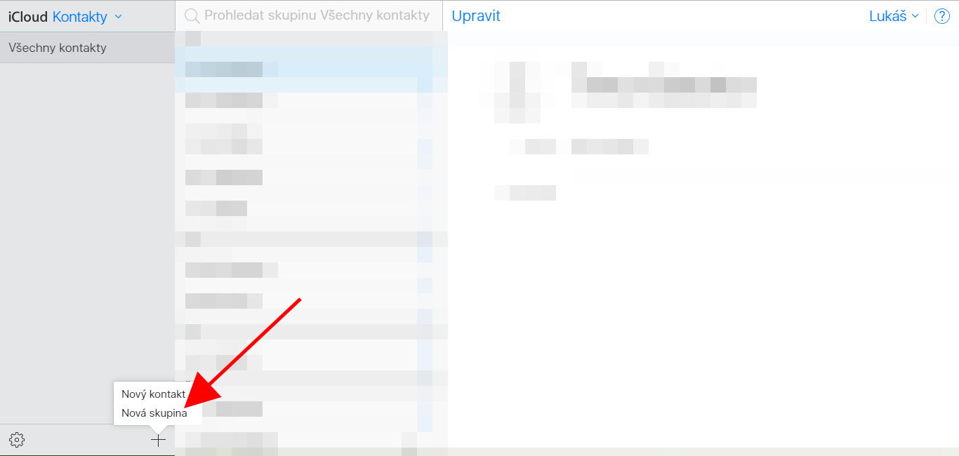Jak vytvořit skupinu v kontaktech?