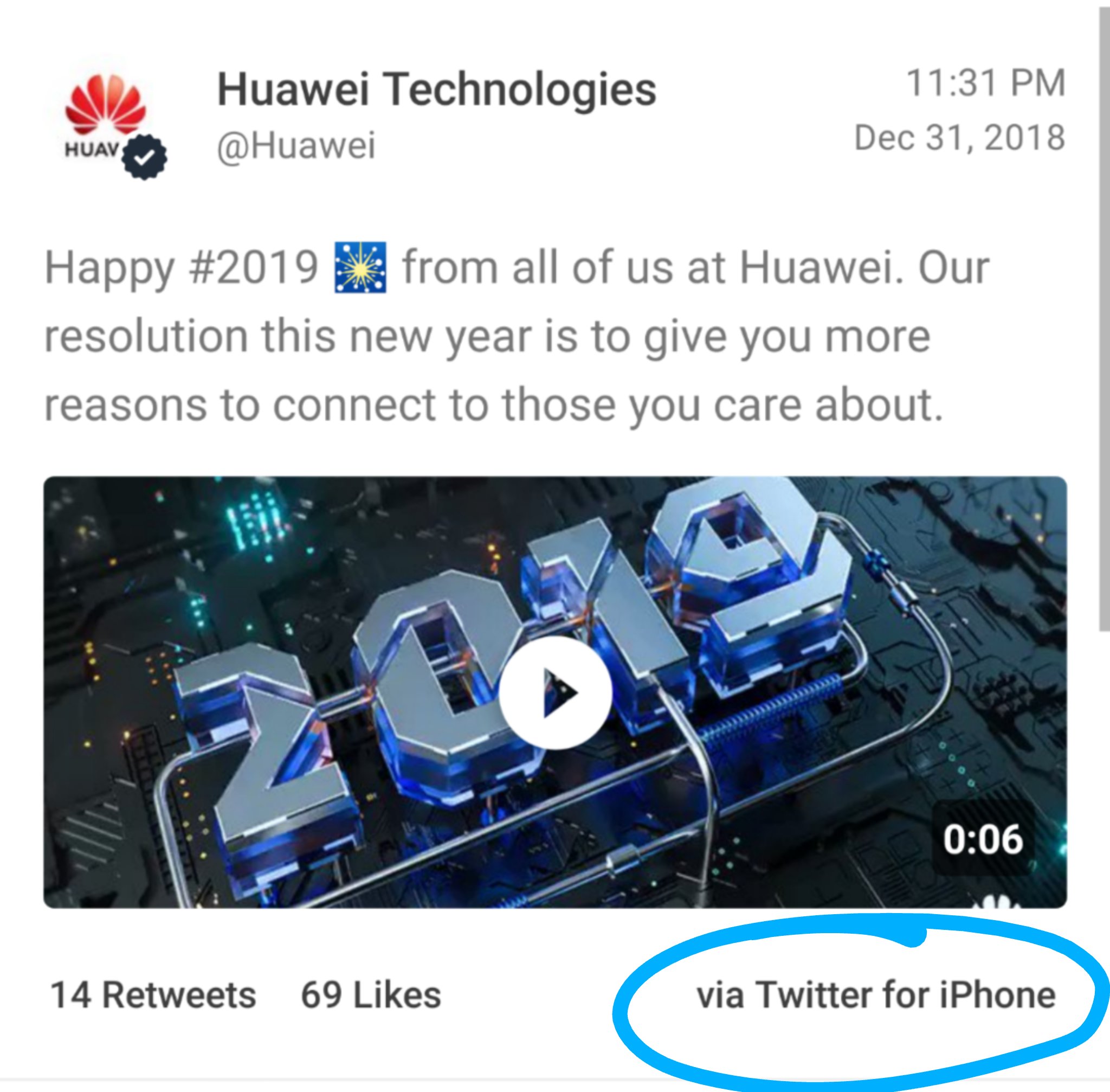Za Chyby Se Plati Huawei Potrestal Zamestnance Kteri Napsali Novorocni Prani Na Twitter Z Iphonu Letem Svetem Applem