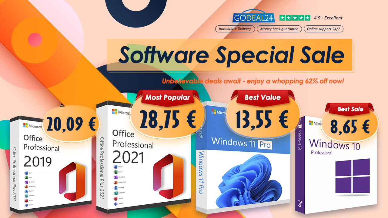 Velké slevy na Godeal24: Office 2021 Pro Key za 28,75 € a mnoho dalších!